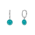 925 silver drop earrings featuring tiffany blue enamel smiley face charms for women - 24K / Silver-Lake Blue Smile Face (JQH0081-SS-3)