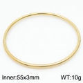 Minimalist 3mm polished gold round bangle in stainless steel with 55mm inner diameter - 1Pc-Gold (KB179802-LO)