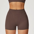 Short de yoga taille haute café foncé avec contour sans couture pour activités de fitness - S / Bas / Brun Chocolat Foncé