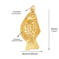 Pendentif cœur en laiton avec incrustation de zircon, taille 33x16mm pour bijoux - Pendentif Poisson Doré Moyen