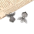 Vintage silver cupid angel charm pendant with embossed wings for DIY jewelry making - Small Angel-23x26mm-2.3g-4133