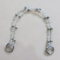 Detail of double-strand crystal bead bag handle with silver spring metal rings - 31cm / Silver Plated Double Row Short Chain [Silver Buckle]