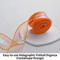 Iridescent fishtail ribbon in honeydew orange with a translucent organza texture - Iridescent Fishtail Yarn / Melon Orange