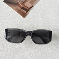 Translucent black rectangular sunglasses with dark grey lenses in a retro trendy style - Smoke Gray