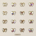 Golden butterfly stud earrings set with sparkling AB rhinestones, 16 pieces, model EGS003 - EGS003-Butterfly Multicolor