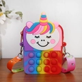 Rainbow unicorn pop fidget shoulder bag for kids made of soft silicone material - Rainbow Ombre