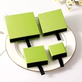 Light green drawer jewelry gift box with black ribbon pull tab and matching interior - Matcha Green + Black Inner Box