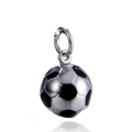 Fußball-Halskette für Herren aus Titanstahl mit schwarz-weißem Fußball-Anhänger-Design - Nur Anhänger (Keine Kette) / Silberfarben Einzelner Anhänger