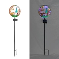 Detail view of solar animal garden stakes showing day state and night color LED effects - Squirrel / Four-color Gradient
