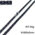 Black stainless steel link chain necklace for men and women, 660x5mm and 55g - Black Necklace