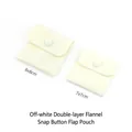Cream velvet jewelry pouch with snap button closure in sizes 8x8cm and 7x7cm - Double Layer Velvet / 8x8cm / Off White