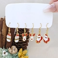 Set of 3 Christmas hook earrings featuring snowman, reindeer, and Santa Claus designs - Style 8 (3 Pairs Set)