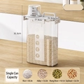 3.0L Transparent cereal storage container with white handle lid and measuring cup - 1 Pack - 3L Cereal Jar
