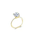 Elegante anello in argento S925 placcato oro con zircone rotondo e montatura a quattro griffe - Taglia US 6 / Argento S925 Placcato Oro