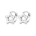 Eleganti orecchini a cerchio a stella in argento sterling S925 con finitura a specchio - Un paio / Argento