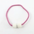 Pink woven rope curtain tieback with white faux pearl magnetic buckle accessory - Dark Purple