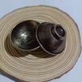 Miniature bronze goldfish tea bowl with antique finish and lucky character engravings - Red Copper Double Fish
