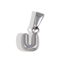 Silver stainless steel bubble letter U pendant with a polished metallic finish - U-Steel