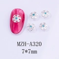Bijou d'ongle flocon de neige argenté avec strass bleu, détail de taille 7x7 mm - Forme de Flocon de Neige (A320)
