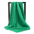 Glossy bright green satin silk square scarf with premium drape on a minimal stand - Green (SD90-48-06)