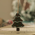 Miniature green resin Christmas tree ornament with red dots and rustic twine loop - Dark Green Christmas Tree Pendant