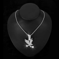 Hip hop eagle pendant necklace with silver rope chain and white zircon inlay - Silver Pendant + 20 Inch Rope Chain