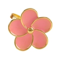 Elegant gold alloy napkin ring with a five-petal pink flower design for banquet decor - Pink