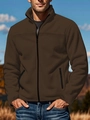 Détail d'une veste polaire marron foncé pour homme avec poches zippées et col montant - Café