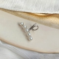 Minimalistische silberne Perlen-Ohrklemme für Damen mit fünf eleganten Perlen - Silber