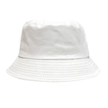 Close-up of pure white cotton fisherman hat featuring classic dome and wide brim texture - White