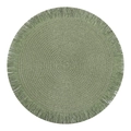 Tovaglietta rotonda in carta intrecciata verde salvia con frange decorative per tavola - Verde Scuro