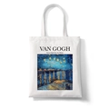 Van Gogh Starry Night Over the Rhône print on a white canvas tote bag for art lovers - Starry Night Over the Rhône (STD1868-K)