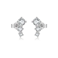 Orecchini geometrici in argento sterling S925 con tre zirconi tondi trasparenti - Argento 925 / Argento