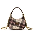 Mini sac bandoulière à carreaux rose et marron avec chaîne dorée pour enfants - Grille rose