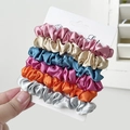 6-piece set of satin silk scrunchies in assorted colors on a display card - 6# Bright Colors 6Pcs Set