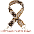 Detail of adjustable 3.8cm wide geometric embroidery strap with gold metal hardware - 3.8CM / Coffee Yellow (Gold Buckle)