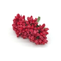 Artificial red berry clusters with green wire stems for DIY Christmas wreaths - Large Bag / Red