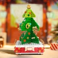 Christmas tree building block music box with red brick base and star ornaments - Christmas Jewelry Rack Blocks