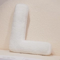 Soft white letter L shaped plush pillow in cozy teddy fleece for sofa home decor - Letter L