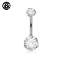 Piercing de ombligo en titanio G23 plateado con circonitas sobre fondo blanco - 1.6x10mm / Plata + Zirconia Blanca