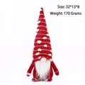 Gnome de Noël rouge à rayures avec barbe blanche et pompon, taille 32x13x8cm - Rouge