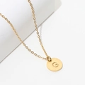 Gold stainless steel necklace with round pendant featuring engraved letter G on a pearl chain - Gold G