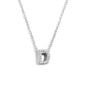 Collana minimalista argento con ciondolo lettera D e piccoli cristalli chiari - Colore Acciaio-Lettera D