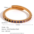 18K gold plated stainless steel irregular curve ring with AAA zircon and size specs - Adjustable Open / Adjustable Multicolor Zircon Ring