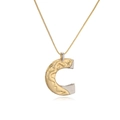 Bicolor 18k vergoldete Halskette mit Anfangsbuchstaben C und Lava-Struktur - Buchstabe C