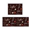 Minimalistische keukenmat van bruin kristalfluweel met koffiethema en bekerpatroon - Bruine Koffie