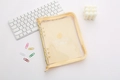 Transparent PVC A5 binder with yellow fabric edge and lemon printed inner card - A6 / Primrose Yellow (Lemon Pattern)