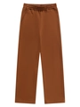Men's straight-leg casual pants in brown with elastic waist and side pockets - Coffee