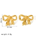18K vergoldete Edelstahl-Ohrringe in Schleifenform mit elegantem Glanz für Damen - Einfache Mittlere Schleifen-Ohrstecker (TE6813-G)