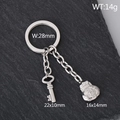 Portachiavi in acciaio inox con chiave vintage e ciondolo sacchetto fortunato d'argento - Stile Chiave e Borsa della Fortuna (KY1281-Z) / Argento